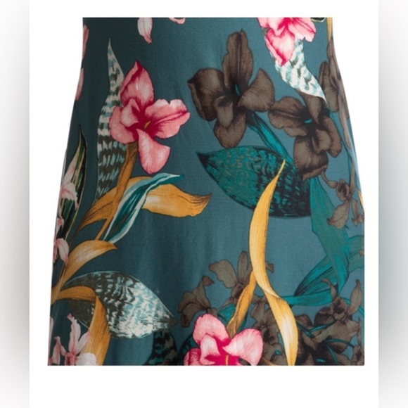 Green floral Knee-Length Scoop Neck Lace back Slip on sleep chemise gown size 3X - Picture 3 of 10